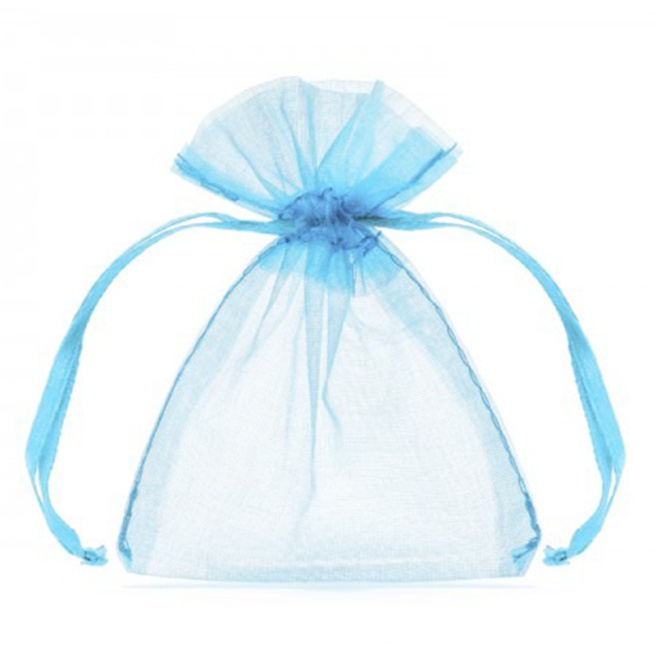 Set săculețe din organza, 10 cm, 10 bucăți, culoarea Albastru deschis