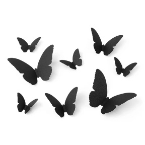 Decorațiune din hârtie, Fluture, negru, 6-12 cm (30 elemente)