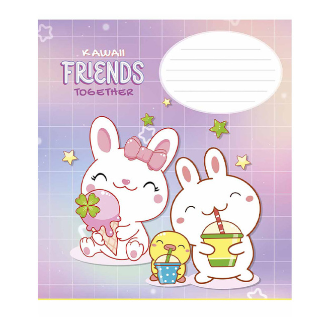Caiet 12 foi, pătrățele, Shkolyarik Kawaii Friends
