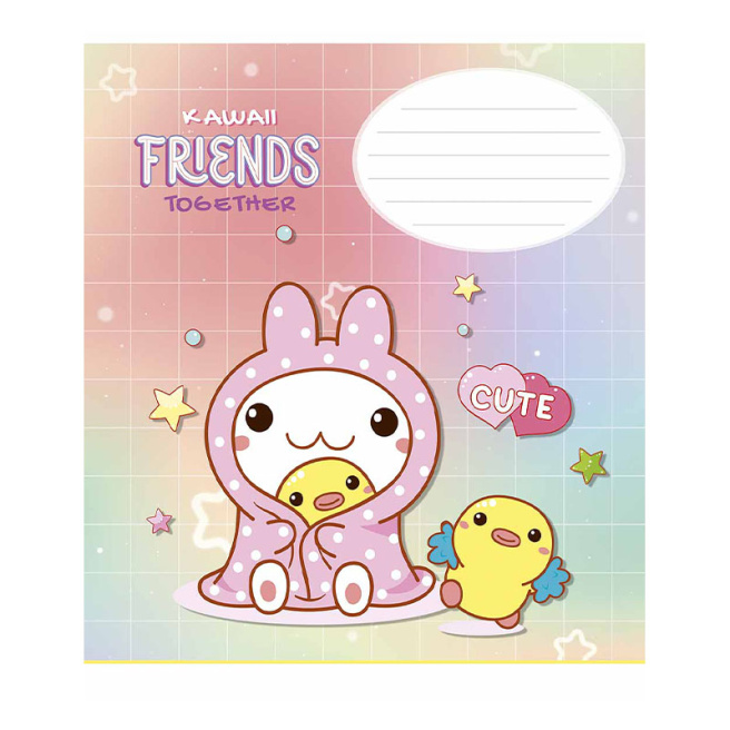 Caiet 12 foi, pătrățele, Shkolyarik Kawaii Friends