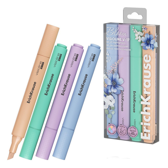 Set de markere ErichKrause Visioline V-17 Pastel Bloom, (4 buc.)
