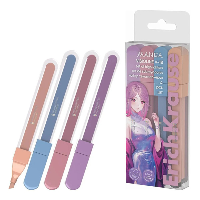 Set de markere ErichKrause Visioline V-18 Manga, (4 buc.)