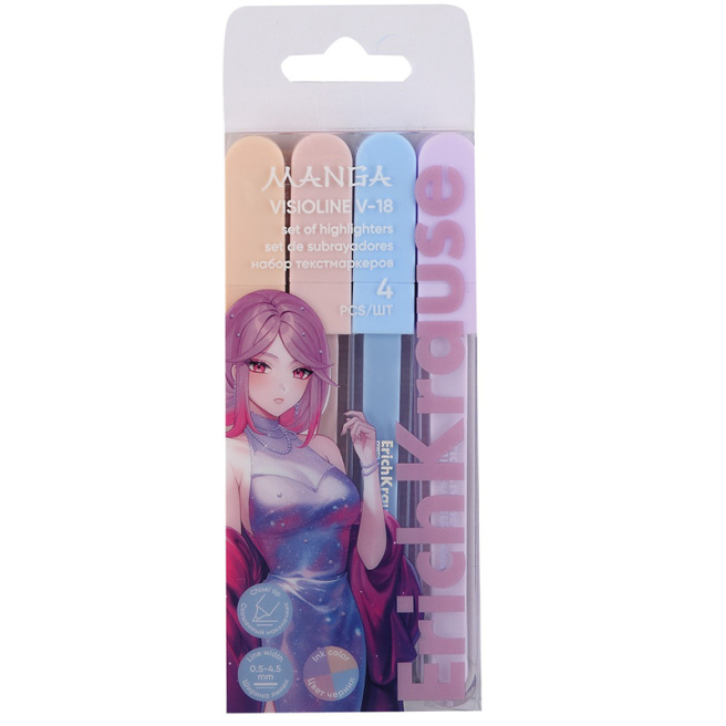 Set de markere ErichKrause Visioline V-18 Manga, (4 buc.)