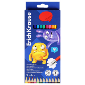 Creioane colorate plastic ErichKrause Jolly Friends, 12 culori