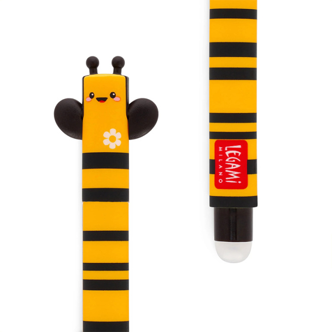 Ручка гелевая стираемая Legami "BEE" чёрная, 0,7 мм
