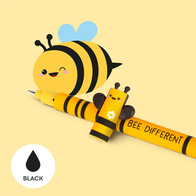 Ручка гелевая стираемая Legami "BEE" чёрная, 0,7 мм