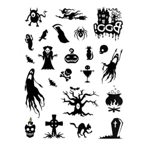 Set tatuaje Halloween Alb și Negru