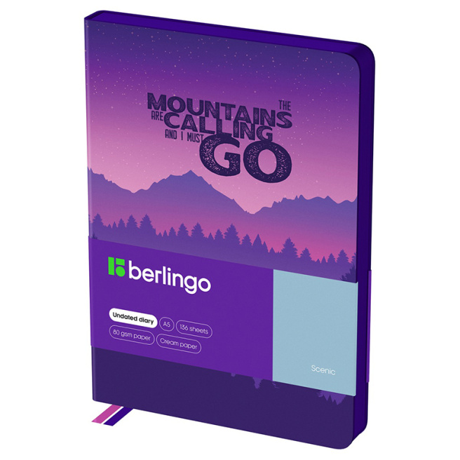 Agendă nedatată, A5, 136 foi Berlingo PU "Scenic", margine violet
