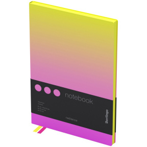 Carnet notițe A5 80 foi Berlingo PU "Radiance", margine neagră, galben/roz gradient