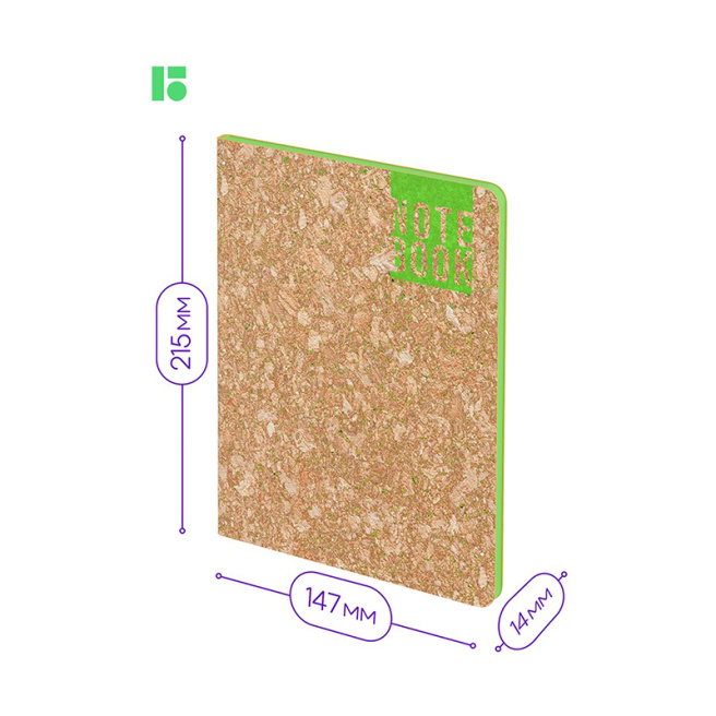 Carnet notițe A5 80 foi Berlingo PU "Green Series", margine verde, bej