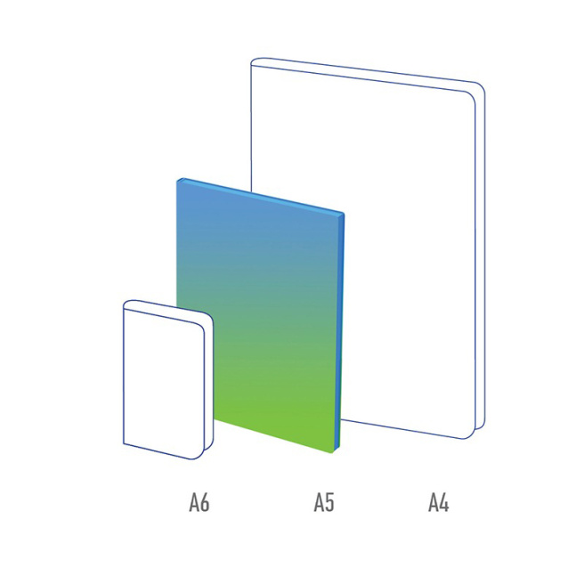 Carnet notițe A5 80 foi Berlingo PU "Radiance", margine neagră, azuriu/verde gradient