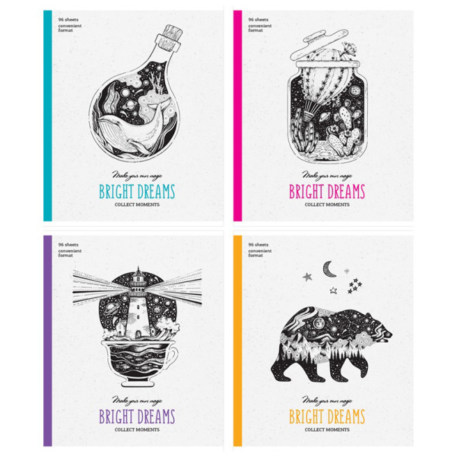 Caiet 96 foi pătrățele ArtSpace "Bright dreams"