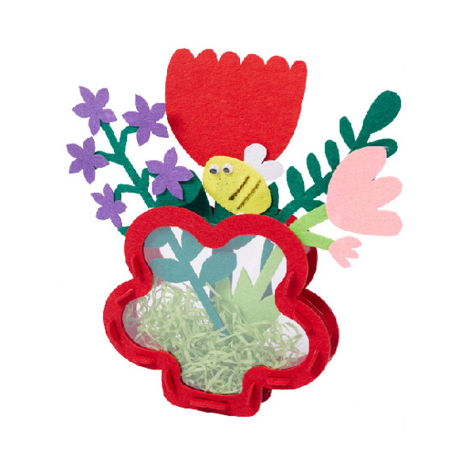 Set de creație, Creați o vază din pâslă în formă de floare, 25x26x3 cm, roșu