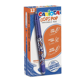 Ручка гелевая Carioca OOPS POP 0,7 мм стираемые чернила, синяя