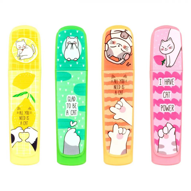 Set de markere  MESHU "Cats Paw" neon, (4 bucăți)