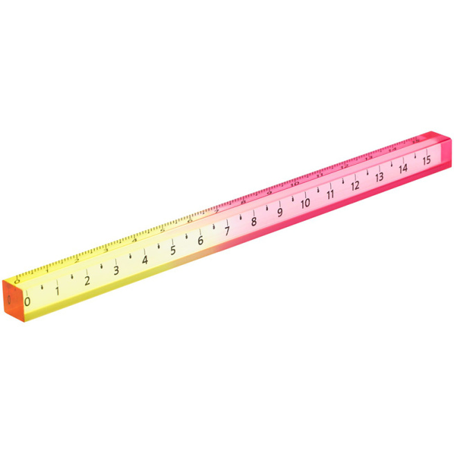 Riglă 15 cm STAMM, plastic, pătrată, roz/galben