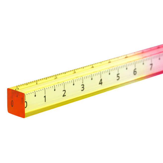 Riglă 15 cm STAMM, plastic, pătrată, roz/galben