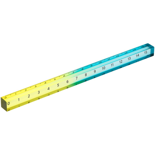 Riglă 15cm STAMM, plastic, pătrată, albastru/galben