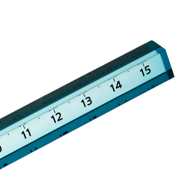 Riglă 15cm STAMM, plastic, pătrată, albastru/galben