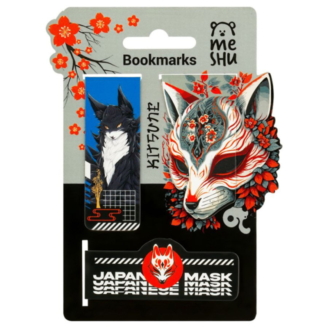 Набор закладок магнитных для книг, 3 штуки, MESHU "Kitsune"