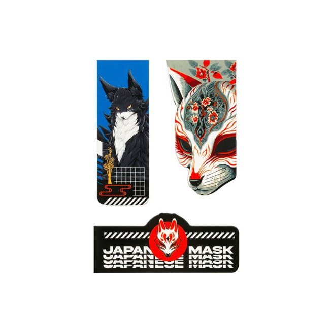 Набор закладок магнитных для книг, 3 штуки, MESHU "Kitsune"