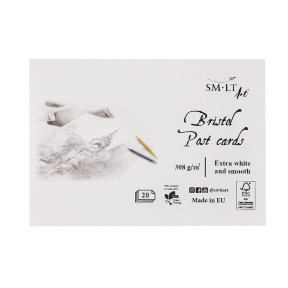 Cărți poștale Bristol 150x105 mm, 20 file, 308 g/m2, extra alb și neted