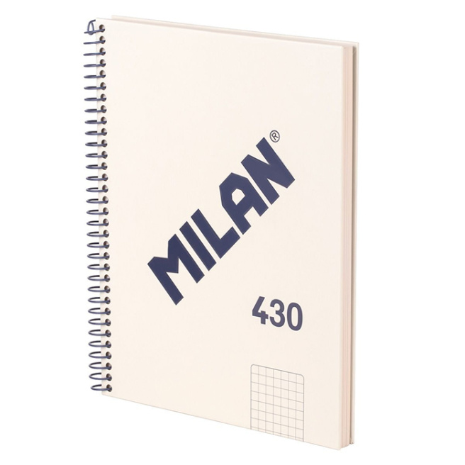 Caiet cu spiră A5 80 foi pătrățele MILAN copertă tare 430 Beige