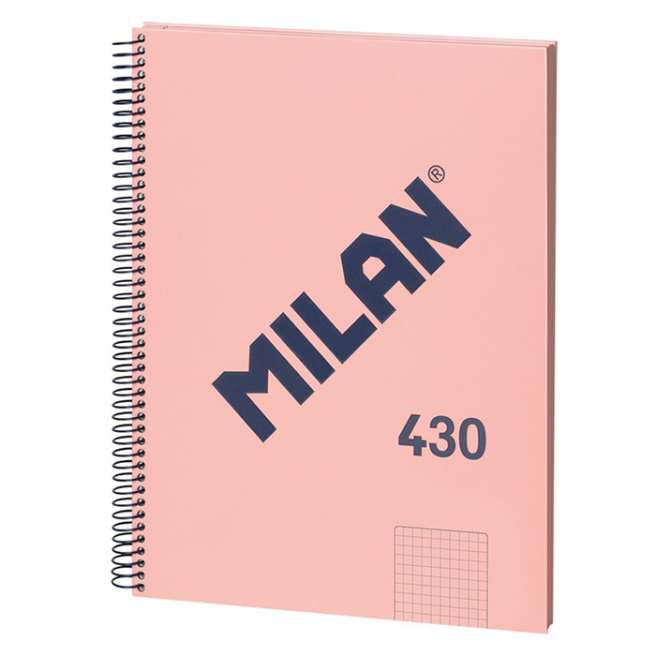 Caiet cu spiră A4 80 foi pătrățele MILAN copertă tare 430 Pink