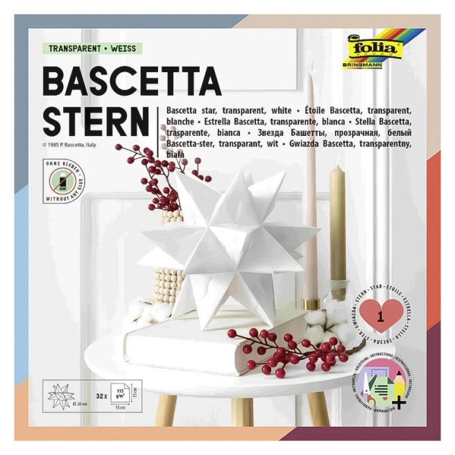 Folia CHRISTMAS Набор для создания звезды "Bascetta Stern", белый, 32 листа, 15 x 15 см, 115 г/м²