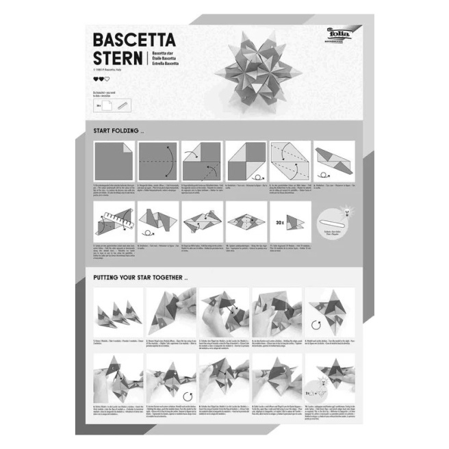Folia CHRISTMAS Набор для создания звезды "Bascetta Stern", белый, 32 листа, 15 x 15 см, 115 г/м²
