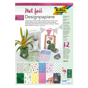 Set de hârtie decorativă embosare cu folie, A4, 12 file, 165 g/m²