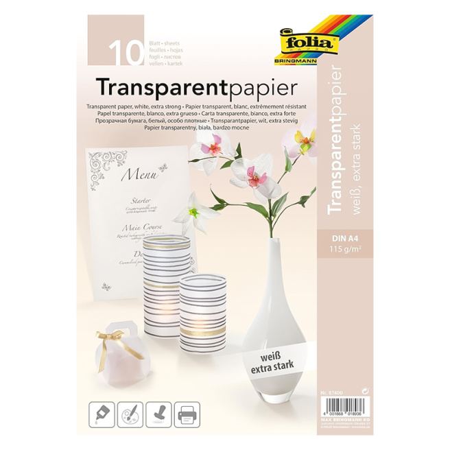 Набор кальки для творчества, белая, A4, 90 г/м², 10 листов