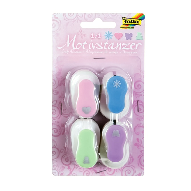 Set perforatoare pentru creație, 4 bucăți: inimă, floare, ursuleț, fluture, 8 mm