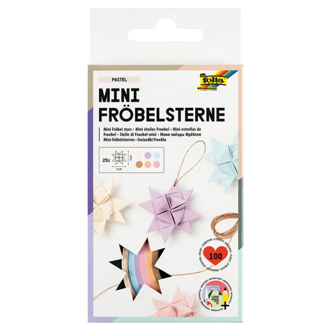 Folia CHRISTMAS Набор для создания звезд "Fröbelsterne", пастельные цвета, 100 полосок, 6 цветов
