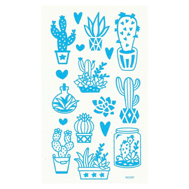 Set de autocolante transferabile cu folie, 17 bucăți, 21,5 x 9,6 cm, "CACTUS"