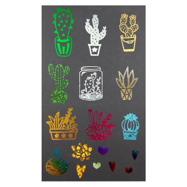 Set de autocolante transferabile cu folie, 17 bucăți, 21,5 x 9,6 cm, "CACTUS"