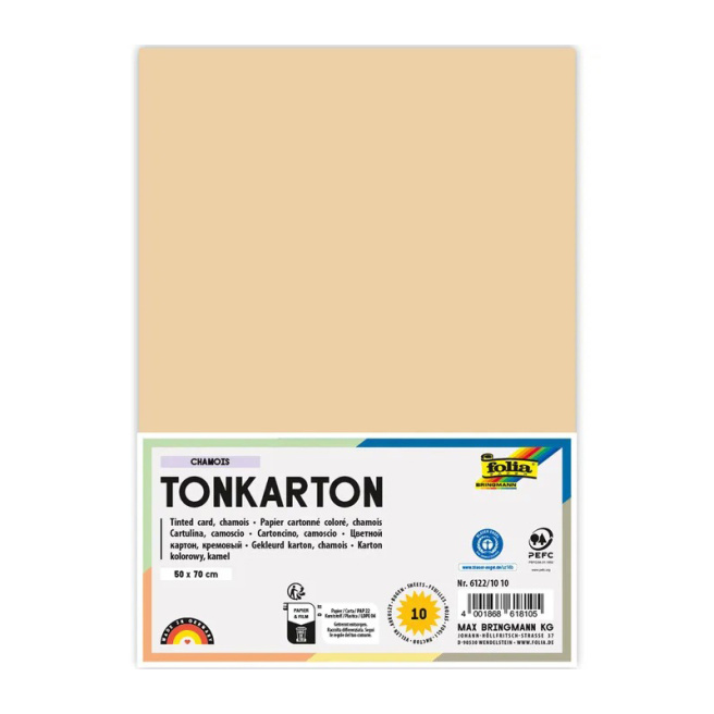 Carton colorat, 220 g/m², B2, bej, EAN, 1foaie