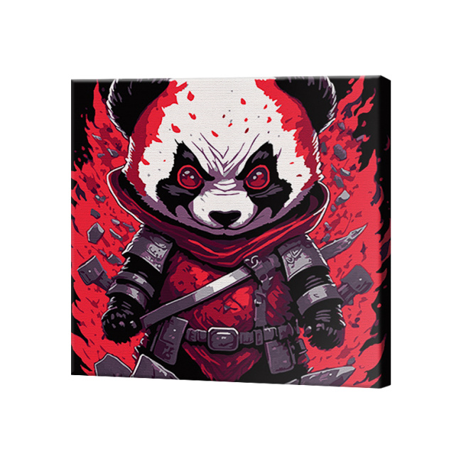 Pandă-ninja, 40x40 cm Black Eco, pictură pe numere
