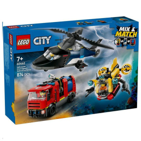 Constructor LEGO City Remix de elicopter, camion de pompieri și submarin