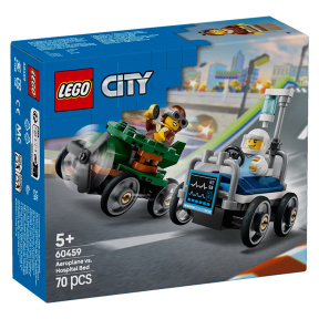 Constructor LEGO City Pachet de mașini de curse Avion vs pat de spital