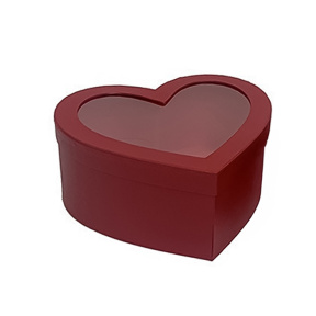 Cutie cadou Inimă cu fereastră, 21x17x8 cm, roșie