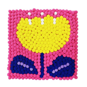 Желтый цветок, 20х20 см, картина с помпонами