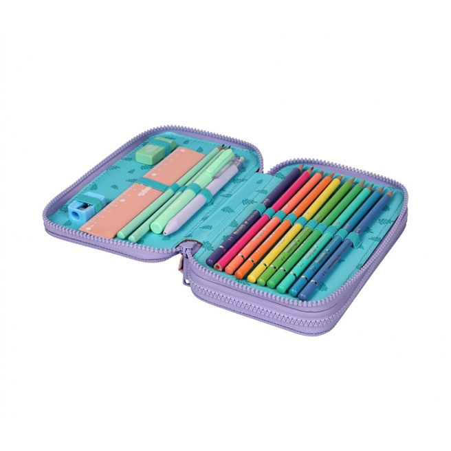 Пенал школьный Disney Fashion Stitch, с 2-я отделениями, наполненный