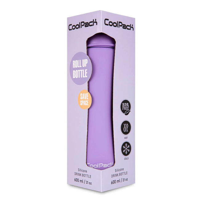 Sticlă pentru apă din silicon CoolPack Pump, 600 ml, violet