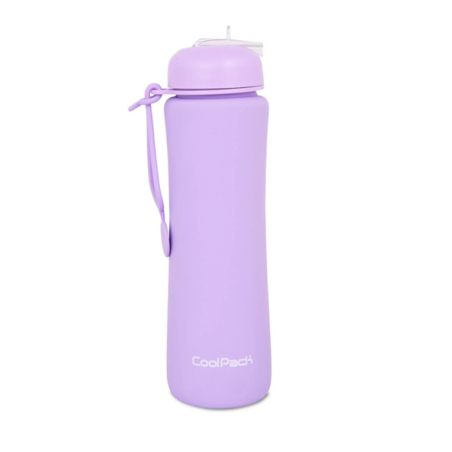 Sticlă pentru apă din silicon CoolPack Pump, 600 ml, violet