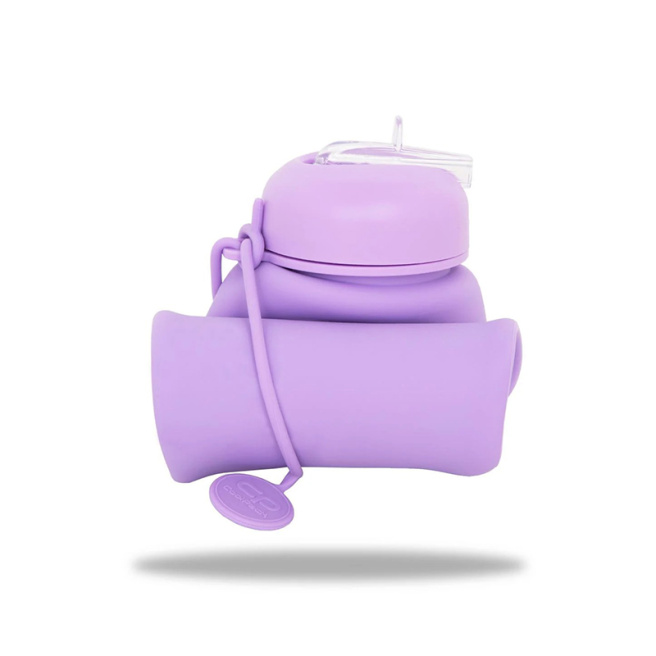 Sticlă pentru apă din silicon CoolPack Pump, 600 ml, violet