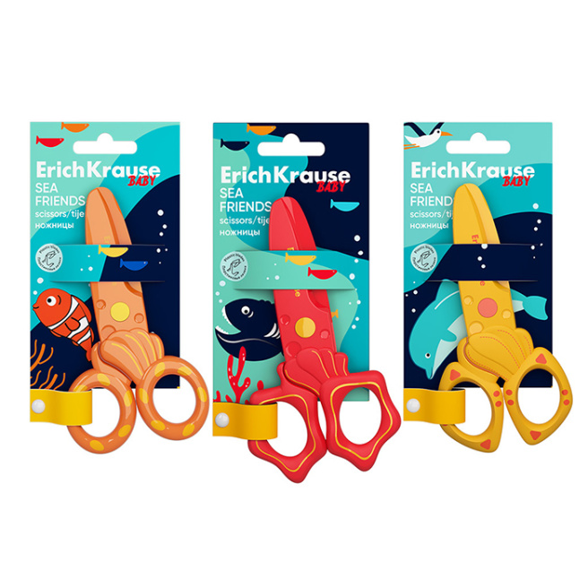 Ножницы детские пластиковые ErichKrause Sea friends, 12 см