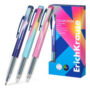 Pix ErichKrause cu buton 2 culori 0,7 mm Colorcross Matic Cool Ray, în sortiment