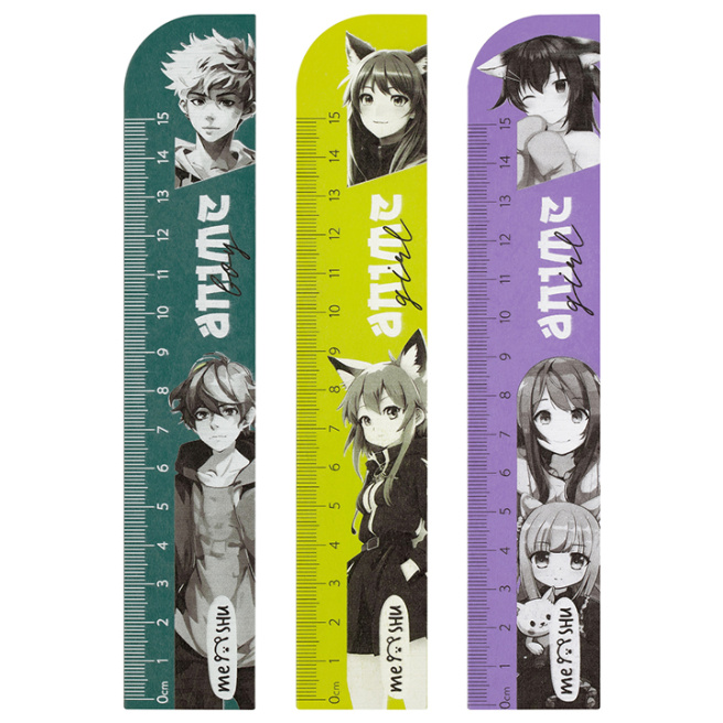 Линейка MESHU 15 см "Anime", деревянная, в ассортименте