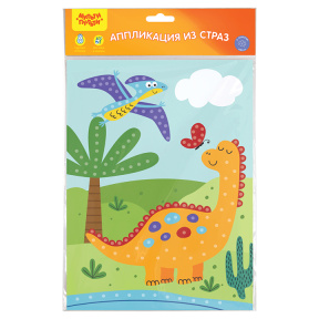 Aplicație din strasuri MULTI-PULTI "Dinozauri", 21x29,5 cm, cu desen